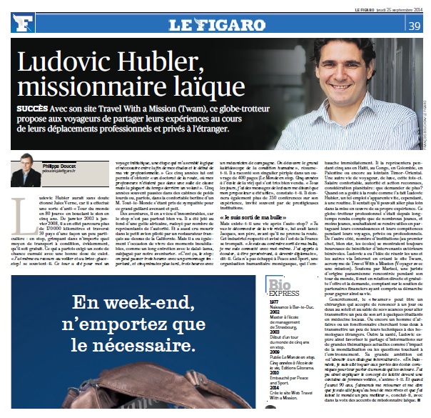 Portrait de Ludovic Hubler dans Le Figaro
